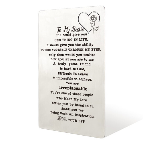 WINOESHE To My Best Friend Gift, To My Bestie Engraved Wallet Insert Card, Friendship Gift for Women Girl Appreciation Gift Birthday Wedding Christma Gift WINOESHE To My Best Friend Gift, To My Bestie Engraved Wallet Insert Card, Friendship Gift for Women Girl Appreciation Gift Birthday Wedding Christma Gift