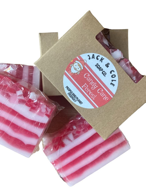Glycerine candy cane peppermint handmade soap bar