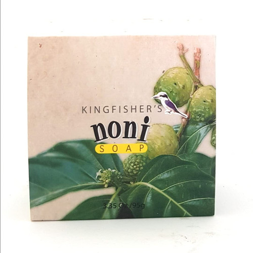 Kingfisher's Noni Premium Soap, 100% Natural Soap for Sensitive Skin, Handmade with Noni Oil, Extract & Leaf Powder for Gentle Cleansing and Moisturizing, 95g
