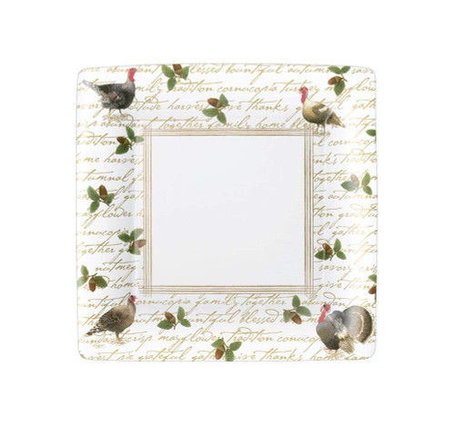 Caspari Founders' Thanksgiving Square Paper Salad & Dessert Plates - 8 Per Package