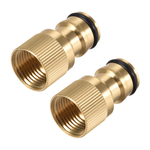 uxcell Brass Faucet Tap Quick Connector M18 Female Thread Hose Pipe Socket Adapter Fitting for Garden Irrigation System 2pcs