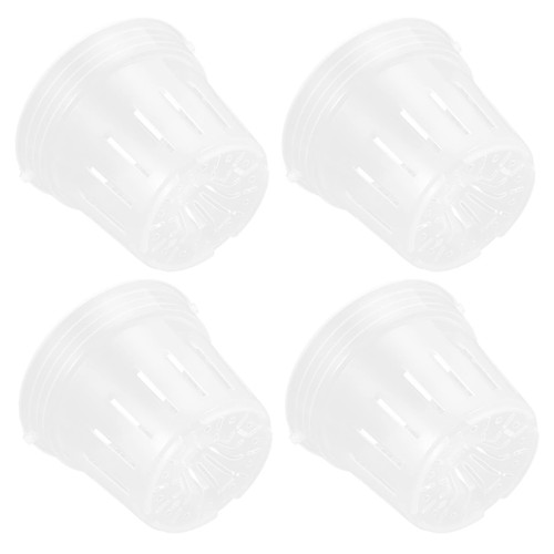 Happyyami Clear Orchid Pots 4pcs Plastic Hydroponic Planting Mesh Net Pot Garden Net Cups Orchid Flower Pot with Drainage Holes Seedlings Pots Pots Flower Plant Container Clear Nursery Pots