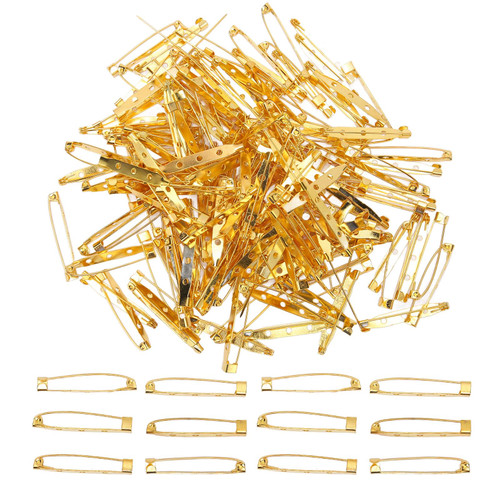 JUOPZKENN 200pcs Gold Safety Pin 1.6in Length Metal Large Safety Pins for Clothes Crafting Jacket Rust Prevention, Golden Look, Small and Portable