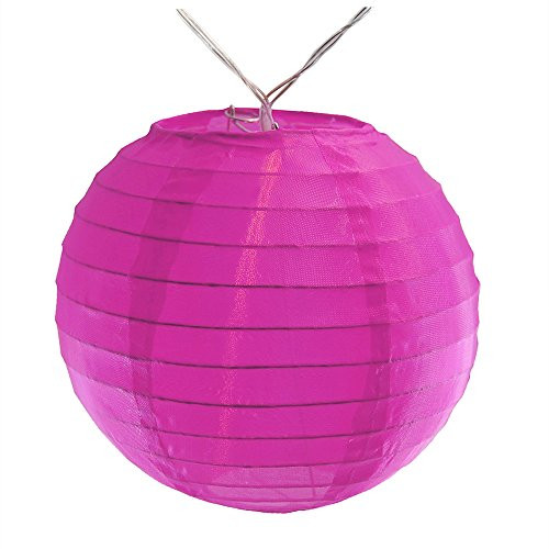 Lumabase 57101 10 Count Battery Operated String Light with 6" Nylon Lanterns, Fuchsia