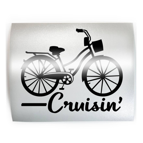 CRUISIN' Cruiser Bike Beach - PICK COLOR & SIZE - Bicycle Vinyl Decal Sticker B