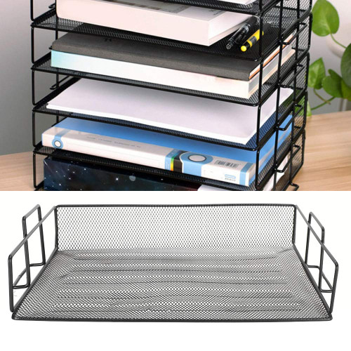 BEIJIALY Stackable Paper Tray, File Document Tray, Mesh Desk Organizer, Multi?Layer Desktop Storage Organizer Basket Horizontal Letter Rack, Document Shelves and Sorter
