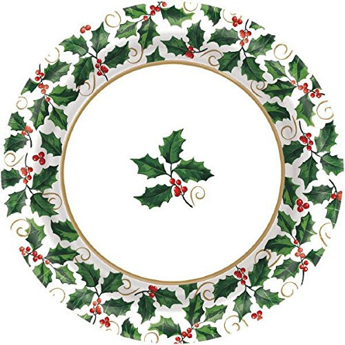 Seasonal Festive Christmas Holly Paper Plates, 40 Ct. | Party Tableware