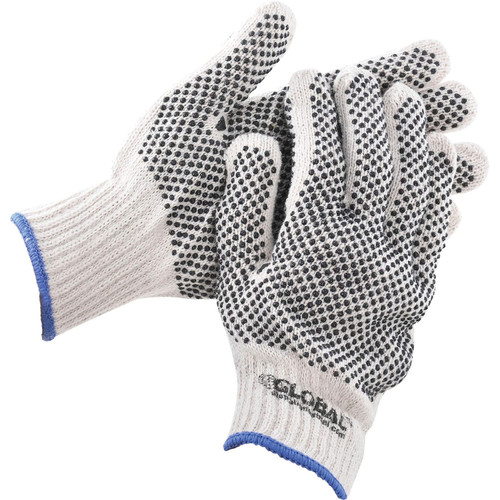 Global Industrial PVC Dot Knit Gloves, Double-Sided, Black, X-Large, 1-Dozen