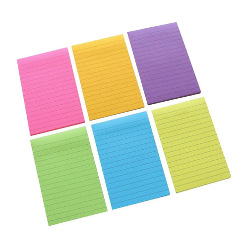 6 PCS Sticky Notes Papers 50 Sheet/Pad Sticky Notes Self-ashesive Memo Pads Reminder On Fridge Door Computer Whiteboard Sticky Notes with Lines Sticky Notes for Books Cute Sticky Notes 3x3 Sticky 4x6