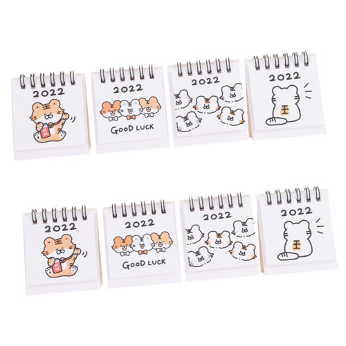 BESTOYARD 8 Pcs 2022 Tiger Mini Calendar Mini Desk Calendar 2022 Small Desk Calendar Desk Planner 2022 Small Calendar 2022 Monthly Easel Table Calendar Cute Portable Decorate Office Paper