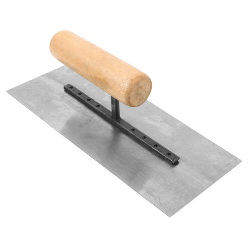 UKCOCO Flat Stainless Steel Finishing Trowel Polishing Trowel with Wood Handle Drywall Concrete Trowel Cement Drywall Plastering Masonry Construction Hand Tool