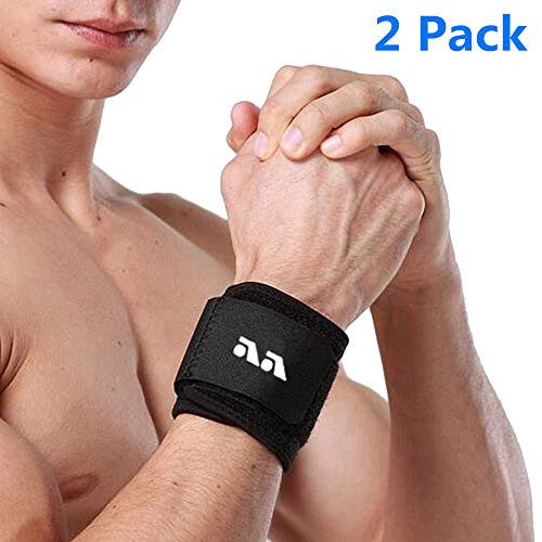 Wrist Brace Compression Wrist Strap Support for Carpal Tunnel, Arthritis, RSI, TFCC Tear, Tendonitis and Sprains for Weak and Sore Wrists by Velpeau Adjustable (Black 2Pack)