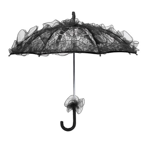 Wedding Bride Umbrella Unique Foldable Lace Fabric Parasol Umbrella Performance Props (Black)