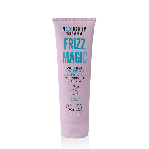 Noughty 97% Natural Frizz Magic Shampoo, Anti Frizz Cleanser for Frizzy and Curly Hair to Smooth and Shine with Marula Oil and Daikon, Sulphate Free Vegan Haircare 250ml