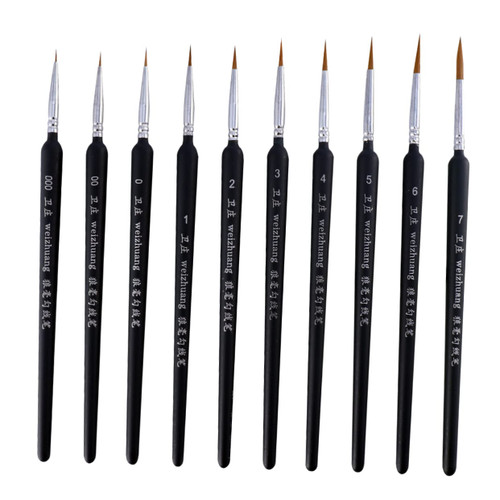 TEHAUX 10pcs Very Fine Drawing Pen Extra Fine Paint Brush Miniature Painting Brushes Artist Brush Paintbrushes Blending Brushes Mixed Media Brushes Canvas Gouache Wolf Hair Student Wood