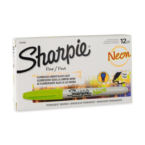 Sharpie Fine Point Permanent Marker, Sharpie Neon Green, 1 Pack of 12 Pcs.