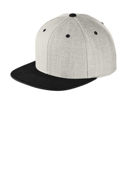 Sport-Tek Yupoong Flat Bill Snapback Cap OSFA Heather/ Black