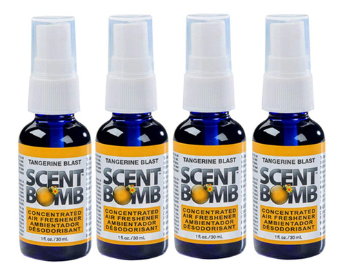 Scent Bomb 100% Concentrated Air Freshener Car/Home Spray [Choose The Scent] (Tangerine Blast, 4 Bottles)