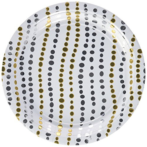 Amscan 541643 Tableware Collection, Modern Dot Metallic Round Plate Party Supplies, 7", Multi Color
