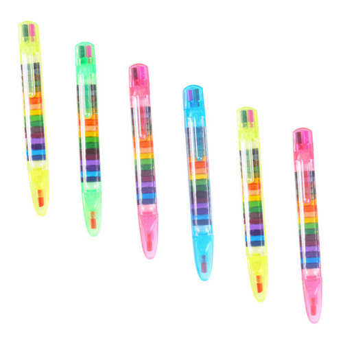 Amosfun 6pcs 20 Color Crayons Black Colored Pencils Stacking Rainbow Crayon China Marker Pencil Stacker Grease Crayon Grease Marker Stacking Crayon To Stack Pupils Office Supplies Plastic