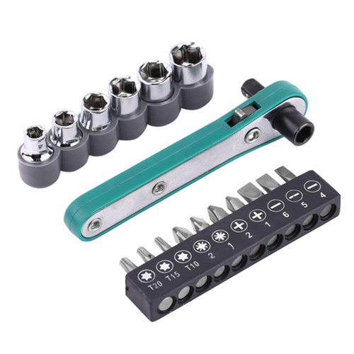 Bagima ratchet 1/4 3/8 Wrench 1/4 Wrench S driver Ratchet Handle with Interc eable Driver Bits and Sockets 15 * 10 * 3