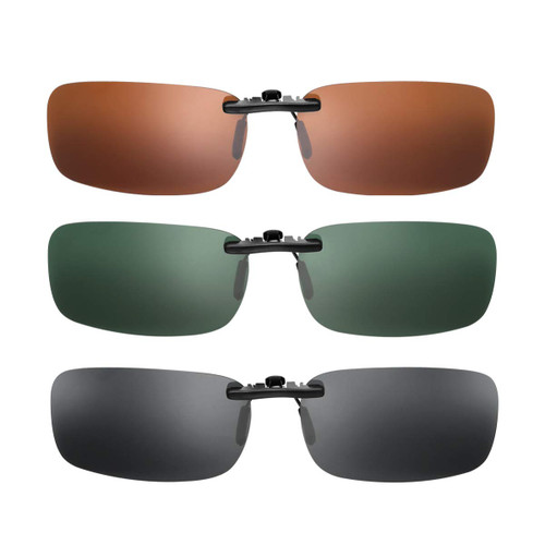 Sewroro 3 Pcs Polarized Clip- on Sunglasses Clip On Sunglasses Polarized Sunglasses Myopia Sunglasses Polarized Clip (Gray, Dark Green, Coffee)