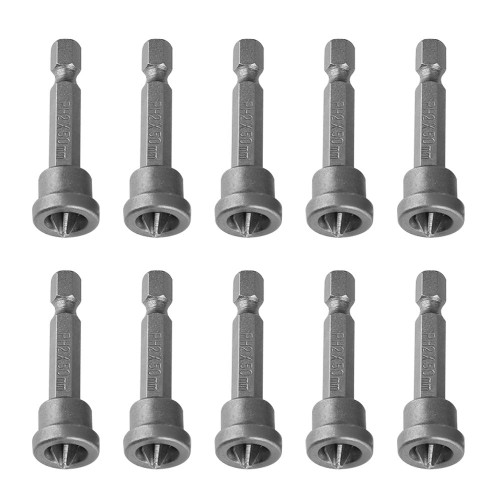 10Pcs/Set 50mm PH2 Hex Shank Drywall Screw Drywall Screw Setter Screwdriver Adjustable Drill Bits Set Anti Slip Magnetic for Drywall Plasterboard Locating
