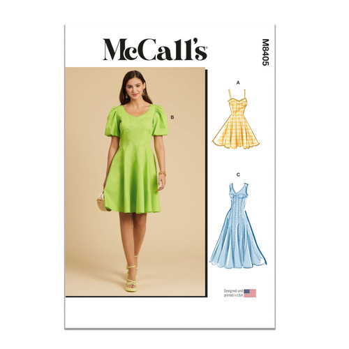 McCall's Misses' Fit and Flare Dress Sewing Pattern Kit, Design Code M8405, Sizes 18-20-22-24-26, Multicolor