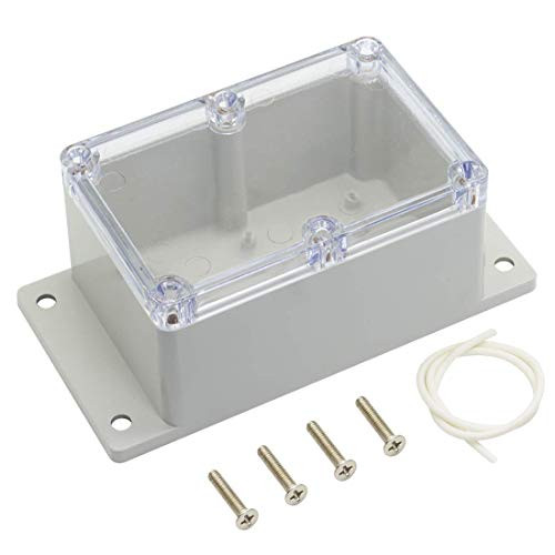 Awclub ABS Plastic Junction Box, Dustproof Weatherproof IP65 Electrical Box - Universal Project Enclosure Pale Pale Grey, with PC Transparent/Clear Cover and Fixed Ear 4.7"x3.2"x2.6"(120x81x 65mm)
