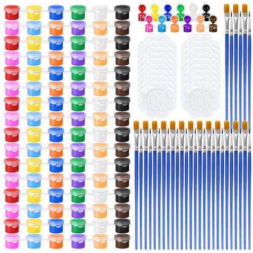 Rcybeo 18 Sets Acrylic Paint Set for Kids Washable Paint Set Acrylic Paint Sets of 12 Colors,Mixing Palette Arts and Crafts Classroom Painting Supplies?36 Brushes?