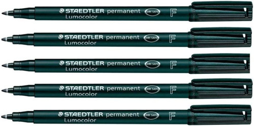 STAEDTLER Lumocolor Fine Permanent Marker Pens - Waterproof Smudge Resistant Quick Dry CD DVD OHP - Black - Pack of 5 STAEDTLER Lumocolor Fine Permanent Marker Pens - Waterproof Smudge Resistant Quick Dry CD DVD OHP - Black - Pack of 5