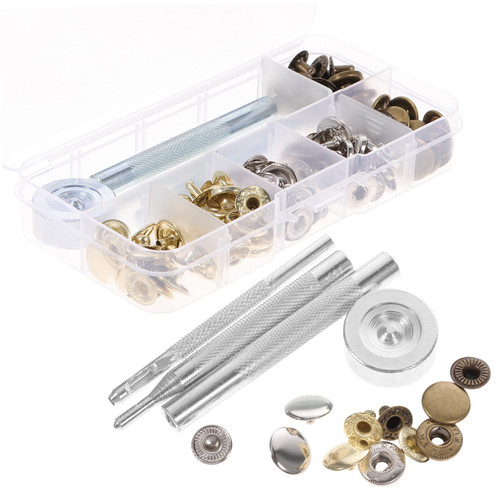SEWOART 30 Sets Snap Button Suit Tools Button Repair Kit Cover Button Kit Snap Button Kit Studs for Clothing Sewing Kit with Buttons Button Press Metal Snaps Hidden Buckle Copper Supplies