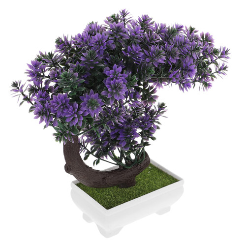 RORPOIR Artificial Potted Plant Purple Desk Faux Greenery Brussel's Bonsai Artificial Bonsai Pots Home Accessories Juniper Tree Bonsai Fake Potted Plants Artificial Plants Decor Peony Mini