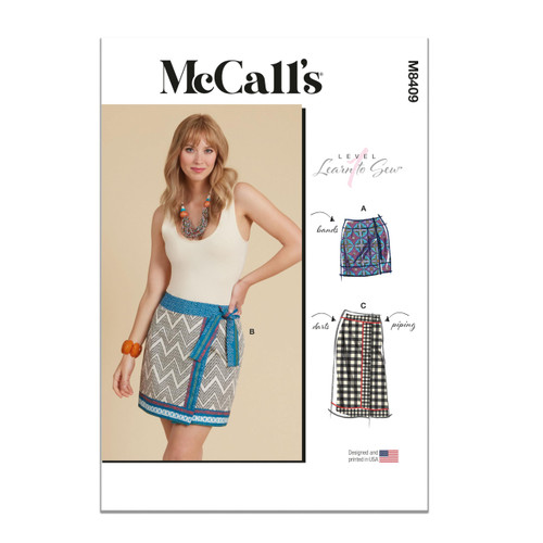 McCall's Learn Misses' Wrap Skirts Sewing Pattern Kit, Design Code M8409, Sizes 6-8-10-12-14, Multicolor