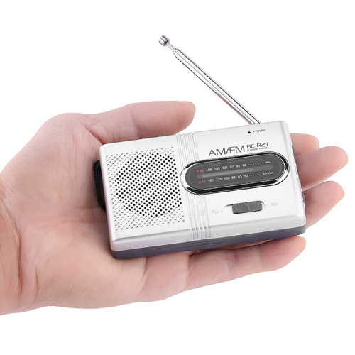 PUSOKEI Portable AM FM Radio, Mini Stereo Pocket Radio Battery Operated Small Radio, Telescopic Antenna, Big Speaker,with Standard Earphones Jack