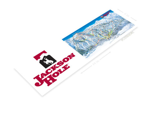 PosterGlobe Poster C110 Jackson Hole Map Rustic Snow Ski Slope Poster Skiing Cabin Resort Lodge 6" x 18"