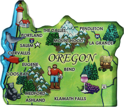 Oregon - Acrylic State Map Refrigerator Magnet