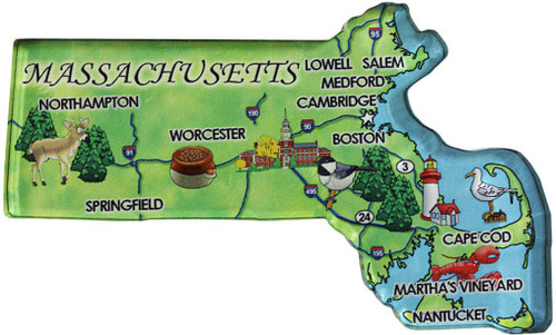 Massachusetts - Acrylic State Map Refrigerator Magnet