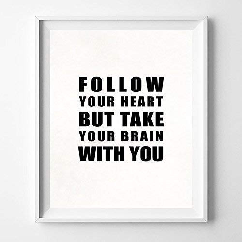 Follow Your Heart Typography Poster Quote Wall Art Typographic Design Print Home Decor - T2 - Unframed