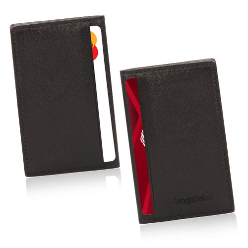 CengizPakel Slim Wallets for Men- Genuine Leather Bifold Mens Wallet and ID/Credit Card Holder- Front Pocket Minimalist Wallet for Men (Black)