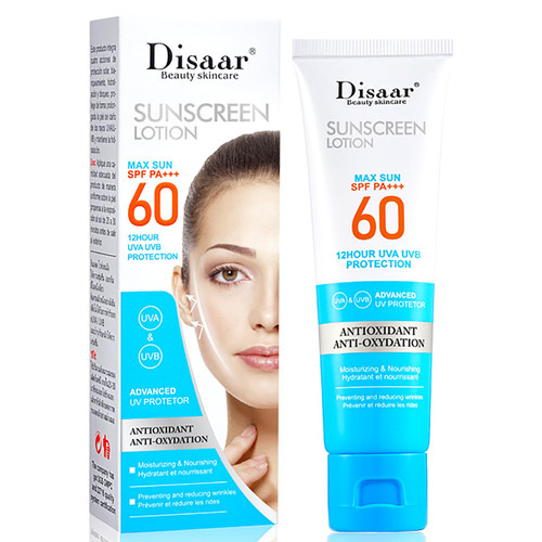 DISAAR BEAUTY Sunscreen Lotion SPF 60 PA+++ UVA/UVB UV Protection Antioxidant Moisturizing Skin Nourishing Hydration 50ml / 1.69fl.oz DISAAR BEAUTY Sunscreen Lotion SPF 60 PA+++ UVA/UVB UV Protection Antioxidant Moisturizing Skin Nourishing Hydration 50ml / 1.69fl.oz