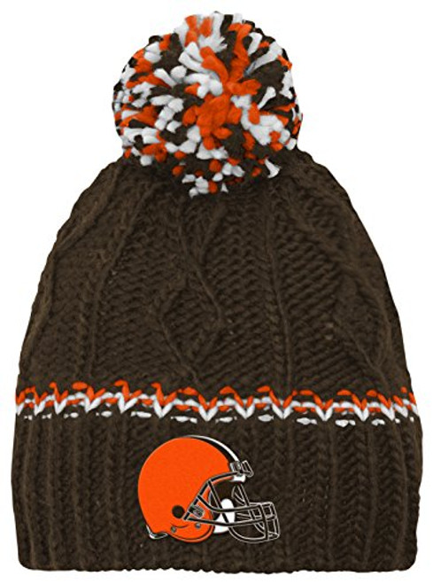 Outerstuff NFL Girls 7-16 Cable Knit Rib Cuffless Hat-Brown Suede-1 Size, Cleveland Browns Outerstuff NFL Girls 7-16 Cable Knit Rib Cuffless Hat-Brown Suede-1 Size, Cleveland Browns