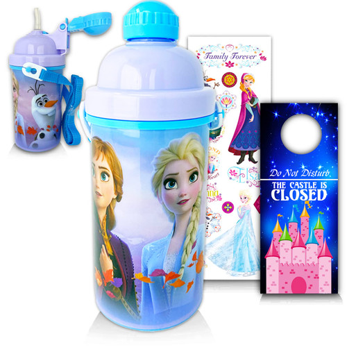 Disney Frozen Water Bottle Set for Kids - Bundle with 12 Oz Frozen Canteen with Pop Up Lid and Strap Plus Frozen Stickers and More (Girls Water Bottles) Disney Frozen Water Bottle Set for Kids - Bundle with 12 Oz Frozen Canteen with Pop Up Lid and Strap Plus Frozen Stickers and More (Girls Water Bottles)