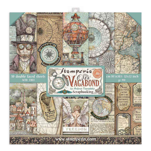 Stamperia Intl Paper PAD 12X12 10PK SIR VAGABO, 30.5 x 30.5, Various Stamperia Intl Paper PAD 12X12 10PK SIR VAGABO, 30.5 x 30.5, Various