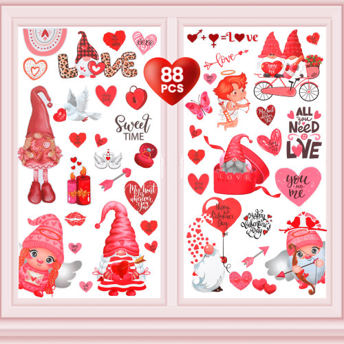 KatchOn, Valentines Day Window Clings - Pack of 9 | Cupid Valentine's Day Window Clings for Valentine Decorations | Happy Valentines Window Stickers | Gnome Valentine Window Clings for Glass Windows KatchOn, Valentines Day Window Clings - Pack of 9 | Cupid Valentine's Day Window Clings for Valentine Decorations | Happy Valentines Window Stickers | Gnome Valentine Window Clings for Glass Windows