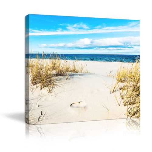Beach Pictures Wall Art for Bathrooms Canvas Framed Seacoast Theme Wall Decor for Bedroom Modern Bathroom Coastal Pictures Wall Decor for Kitchen Home Ocean Artwork for Wall Decoration Size 14x14
