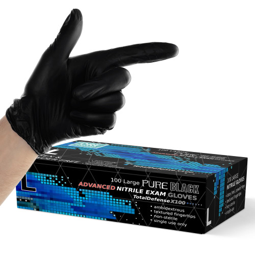 Black Disposable Nitrile Gloves Large - 200 Pack, Medical Exam Gloves, Powder Free, Latex Free Gloves