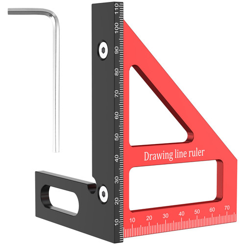 3D Multi-Angle Measuring Ruler, 45/90 Degree Woodworking Square Protractor Aluminum Alloy, Miter Triangle Ruler, Layout Measuring Tool for Engineer Carpenter High Precision (L Black)