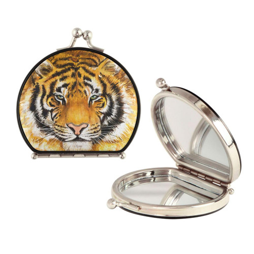 Sletend Retro Tiger Compact Mirror for Women,Mini Pocket Travel Makeup Mirror,Pretty Portable Folding Small Pocket Mirror for Handbag,Purse,Double Sided Handheld Magnifying Mirror Sletend Retro Tiger Compact Mirror for Women,Mini Pocket Travel Makeup Mirror,Pretty Portable Folding Small Pocket Mirror for Handbag,Purse,Double Sided Handheld Magnifying Mirror