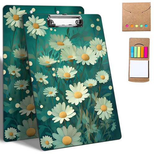 GFRGTFHYT Plastic Clipboards, 9 x 12.5" Clip Boards with Low Profile Clip, Cute Clipboard Clip Board Stardard A4 Letter Size with Notes for Classroom,Office,Students,Women,Kids,Small Daisys